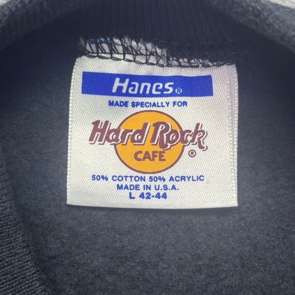 Vintage Hard Rock Cafe Las Vegas Sweatshirt Hanes Black Raglan Large Made in USA - Picture 4 of 7